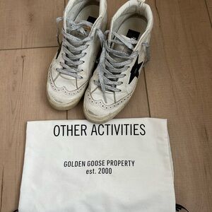 Golden Goose Cream High-Tops with Silver Laces